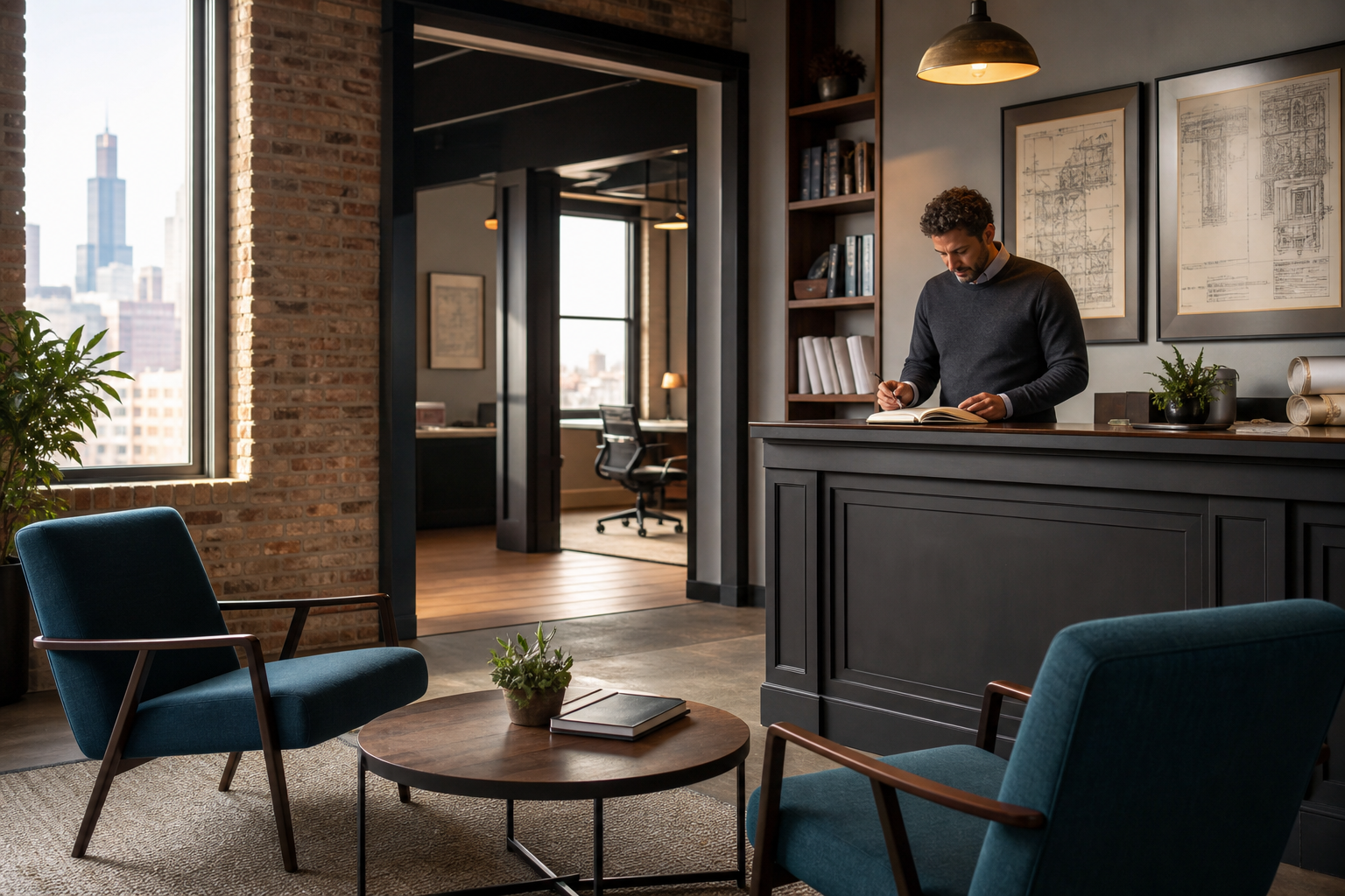 Consultation space at the Northline Terminal Works Chicago office