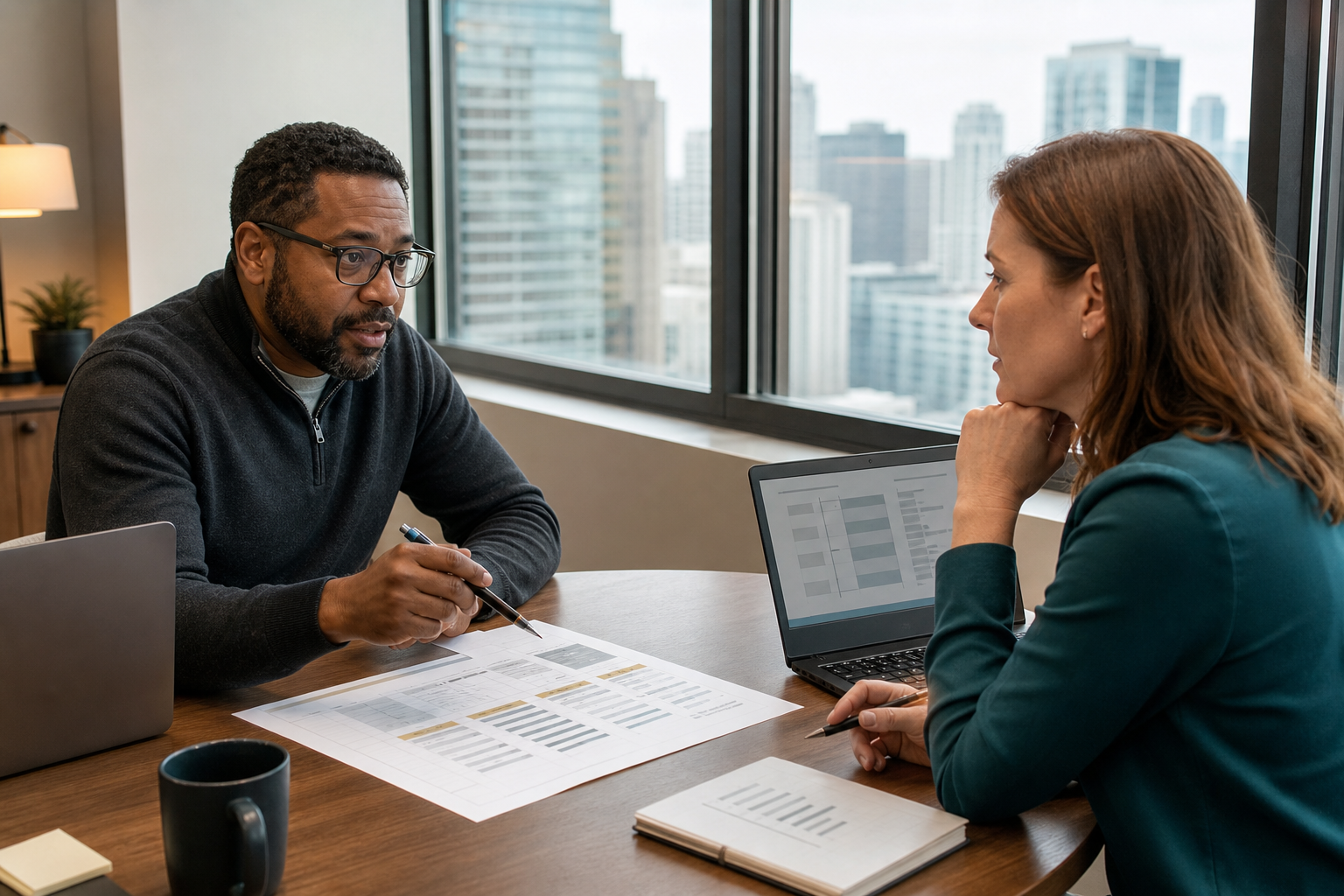 IT managers comparing a software deployment decision matrix